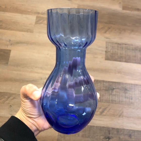 Swirled Blue Glass Vase - Picture 2 of 4